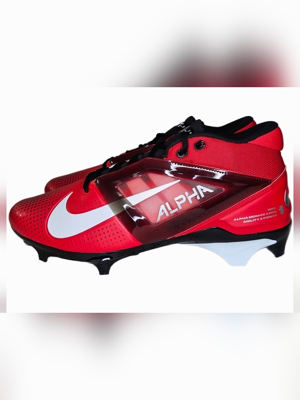 NWOT Nike Men's Alpha Menace 4 Pro Molded Football Cleats Red/Black Size 12